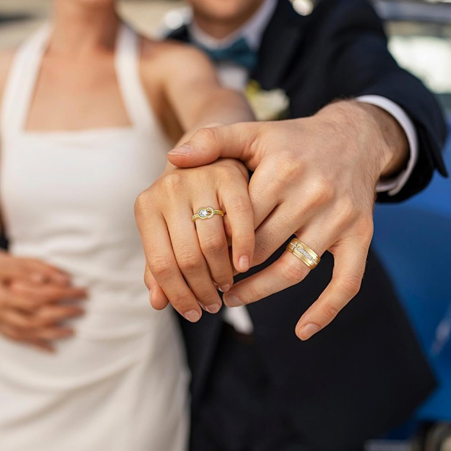 Gold Rings for Women Non Tarnish, Promise Rings for Her Waterproof Moissanite Wedding Bands for Women Mom Mothers Day Gifts Bridesmaid Proposal Gifts