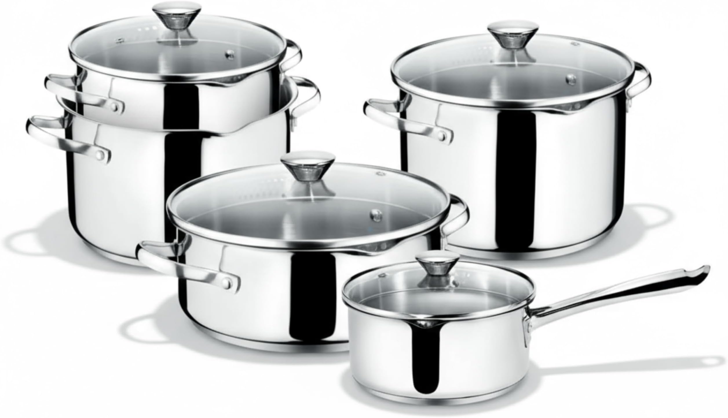 Smart Set of Saucepans in Stainless Steel, 9 Pieces)