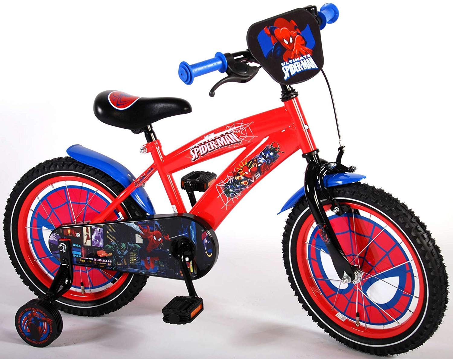 Bici bicicletta bambino Spiderman 16 pollici con ruotine da 4 a 6 anni  rosso : Sport e tempo libero