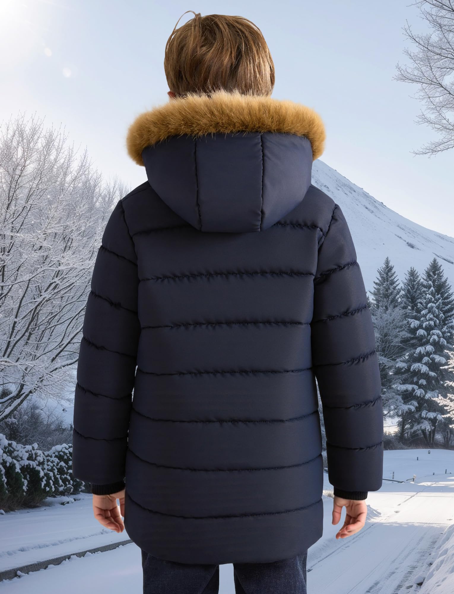 SEAUR Jungen Winter Daunenjacke Leichte Warme Gefüttert Wintermantel Kinder Jungen Steppjacke Winddichte Weich 3-10 Jahre