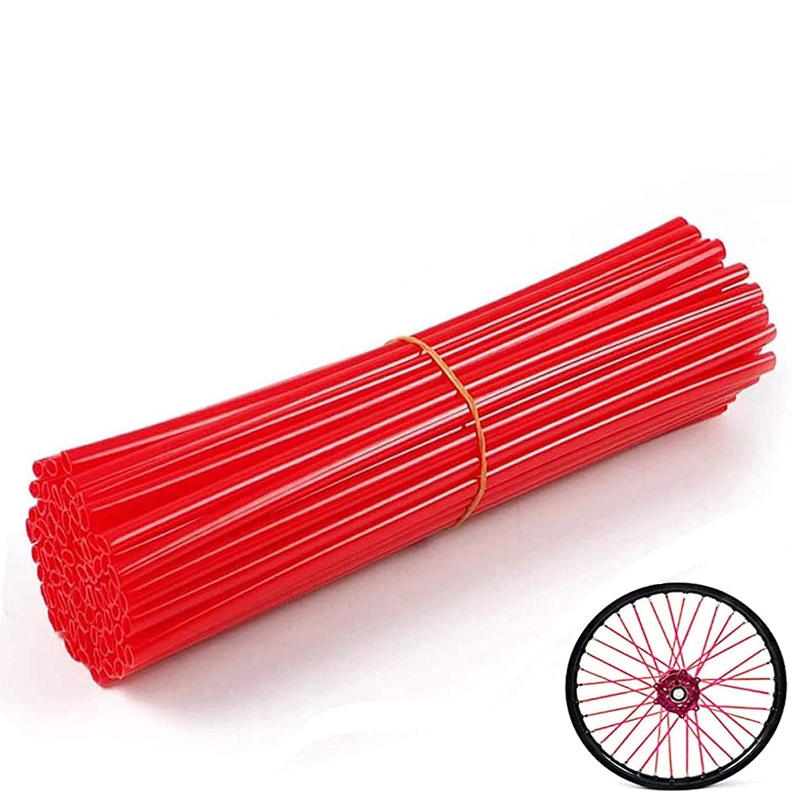 72Pcs Red Bike Spoke Covers - Universal 8"-21" Wheel Wraps