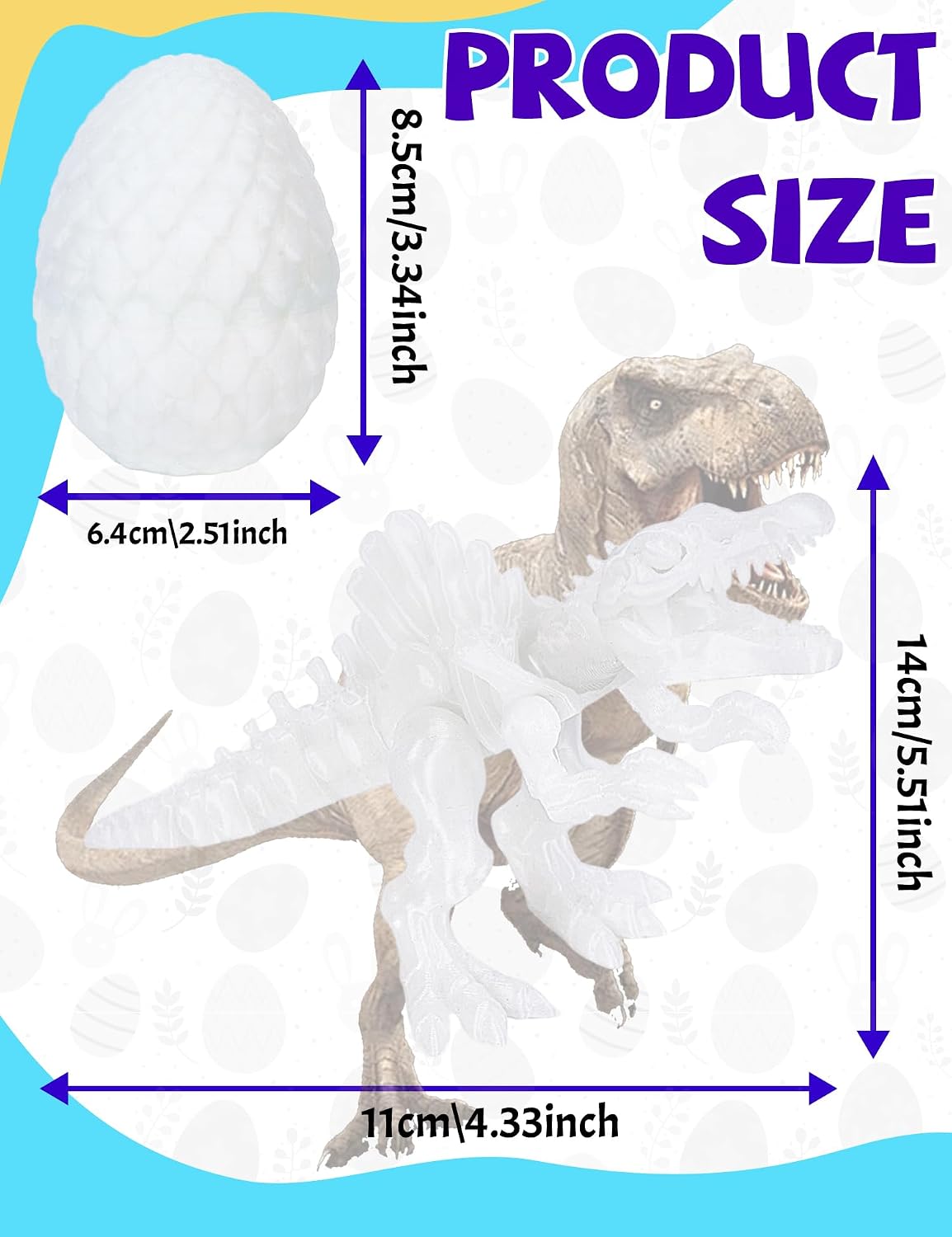 2PCS 3D Printed Dinosaur Eggs, DIY Assembly Kit to Build Articulated Skeleton, STEM Fidget Building Toy for Kids, Sensory Learning Gift image 2