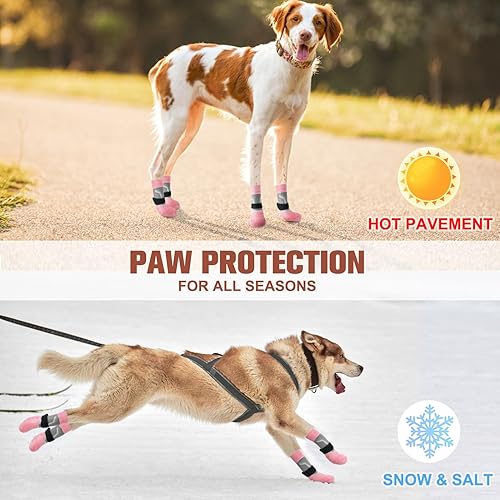 Miniatura 42 de BEAUTYZOO 6 calcetines para perros para evitar lamer las patas, zapatos antideslizantes para suelos de madera dura en pavimentos calientes, botas