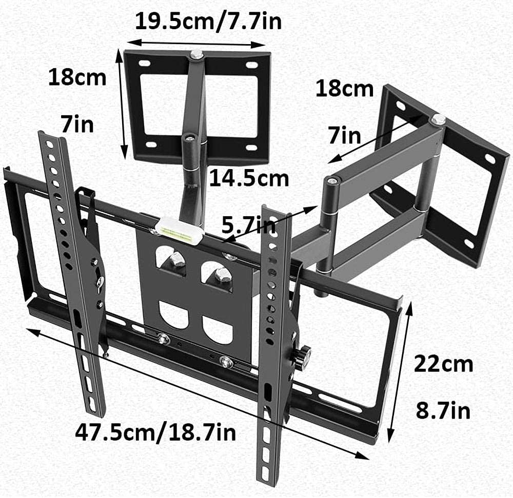 TV Mount, Stainless Steel Swivel and Tilt TV Wall Bracket for Most 32-60 Inches TVs,Adjustable TV Wall Stand up to 45KG Tilting Height Adjustable, Max 400x400mm