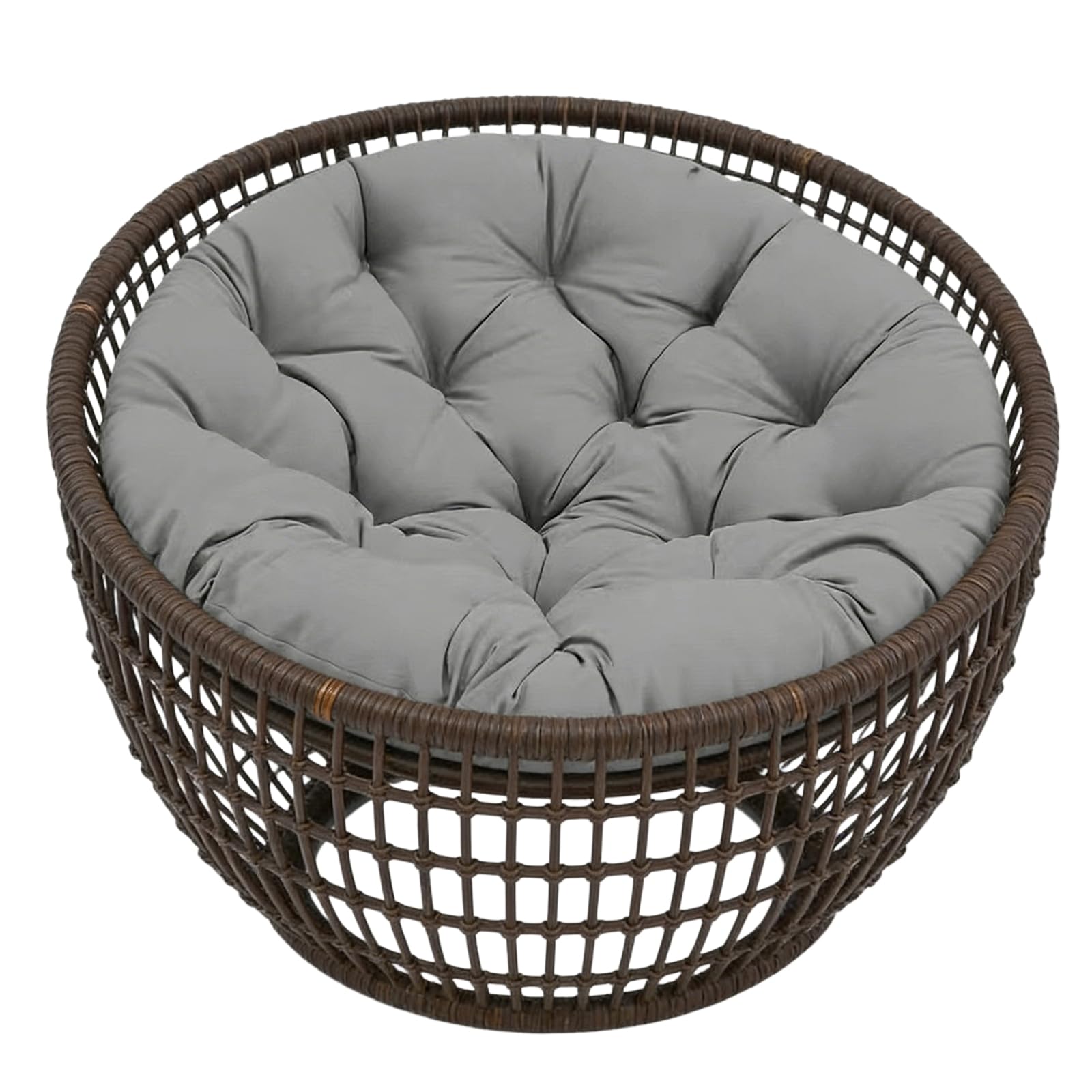 PORFOYO Cuscino per poltrona sospesa, cuscino per poltrona sospesa, 60 x 60 cm, per esterni, rotondo, per poltrona sospesa, in cotone, lavabile, grigio