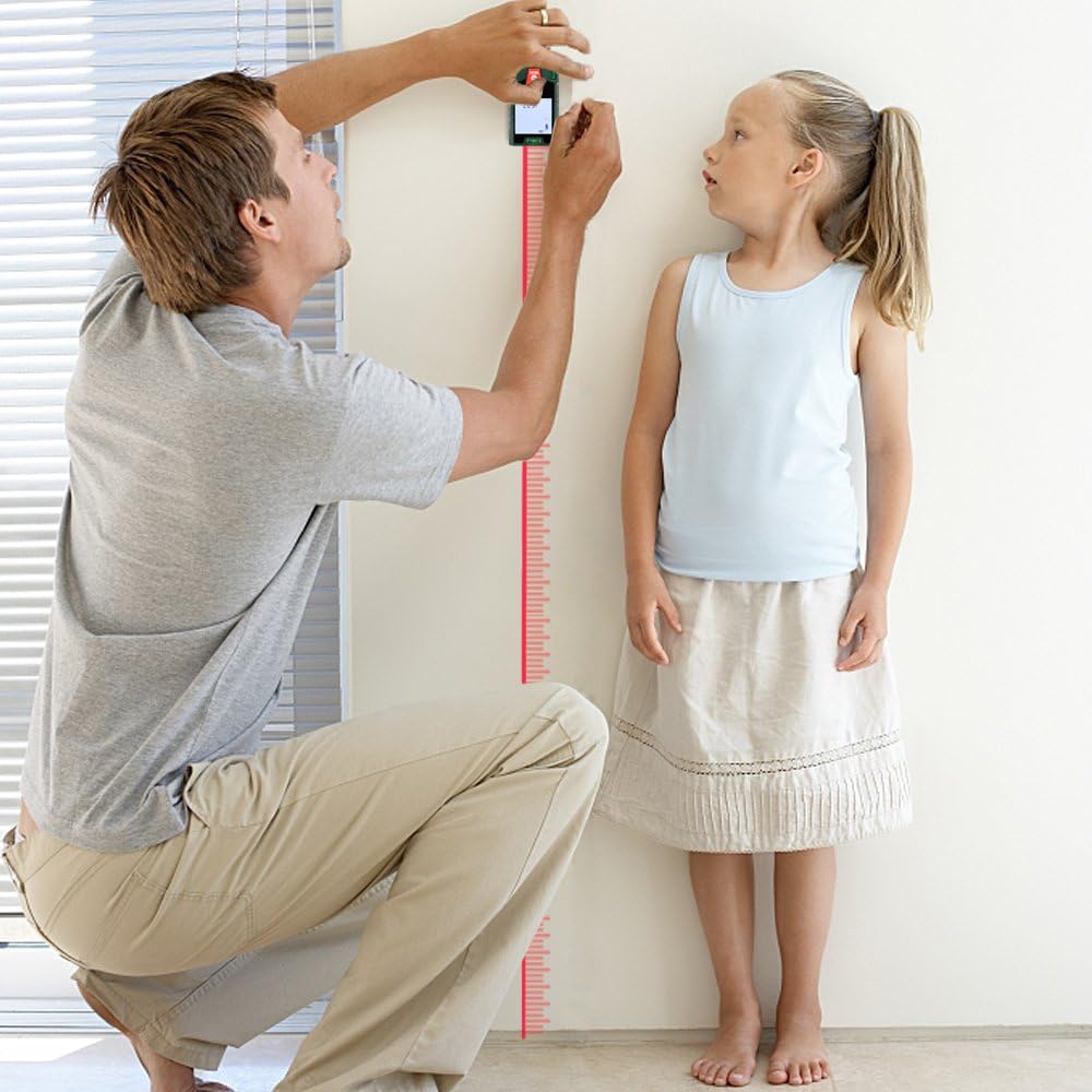 Person measuring a child's height with the BEVA Laser Measure