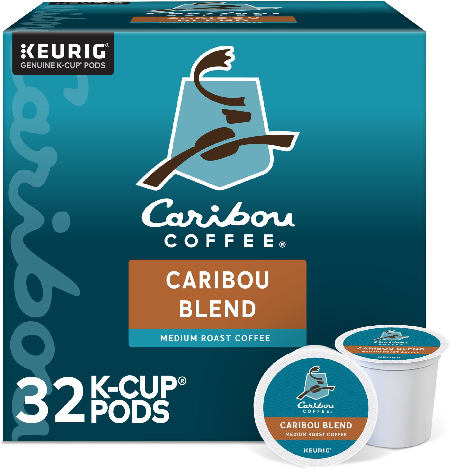 Caribou Coffee Caribou Blend, Keurig K-Cup Pod, Medium Roast, 32 Ct