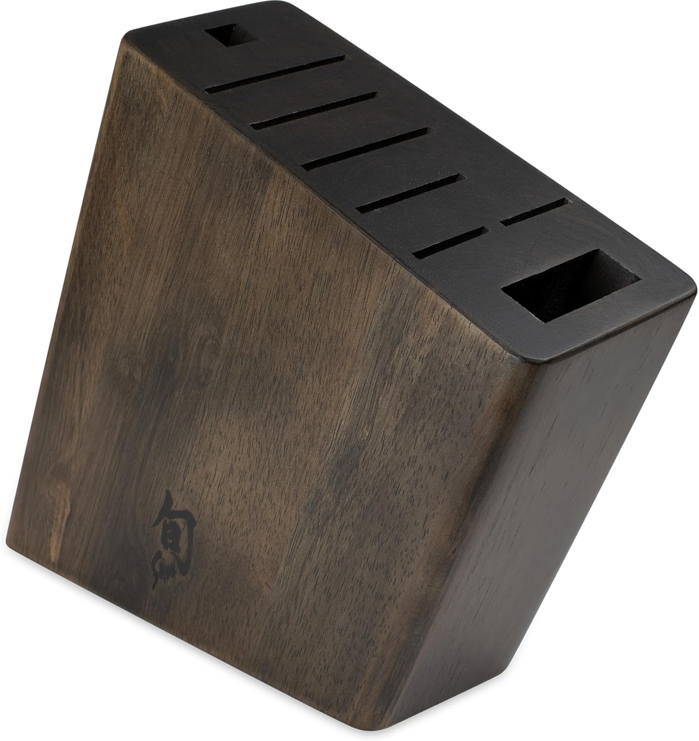 Shun Angled Knife Block, 8 Slot Wooden Knife Holder, Made from Genuine Dark-Stained Wood, Kitchen Storage for Professional and Home Chefs