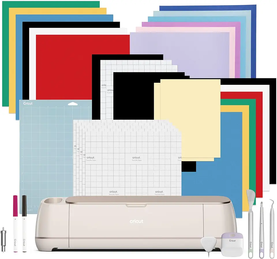 Cricut Kit Maker 4 - Plotter de Recorte, Cor Pérola. Inclui Smart Vinyl, Papel Cartão, Transfer Tape, Iron-On HTV, Base, Canetas, Kit de Ferramentas e 25 Imagens no App Design Space