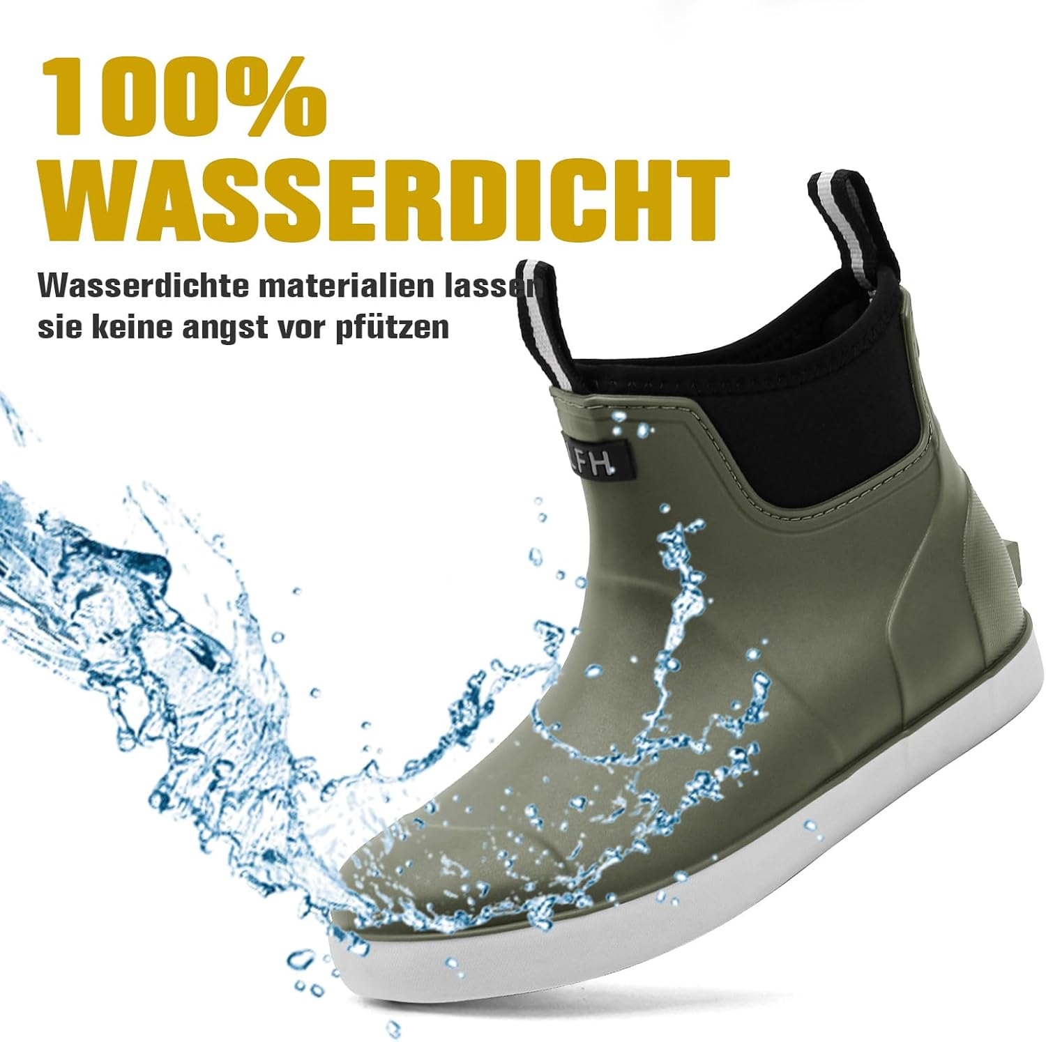 Regen Enkellaarzen Heren, Waterdicht Antislip Slijtvaste Ademend Korte Rubberlaarzen, Comfortabele Regenlaarzen Tuinlaarzen Regen Enkellaarzen Voor Buiten