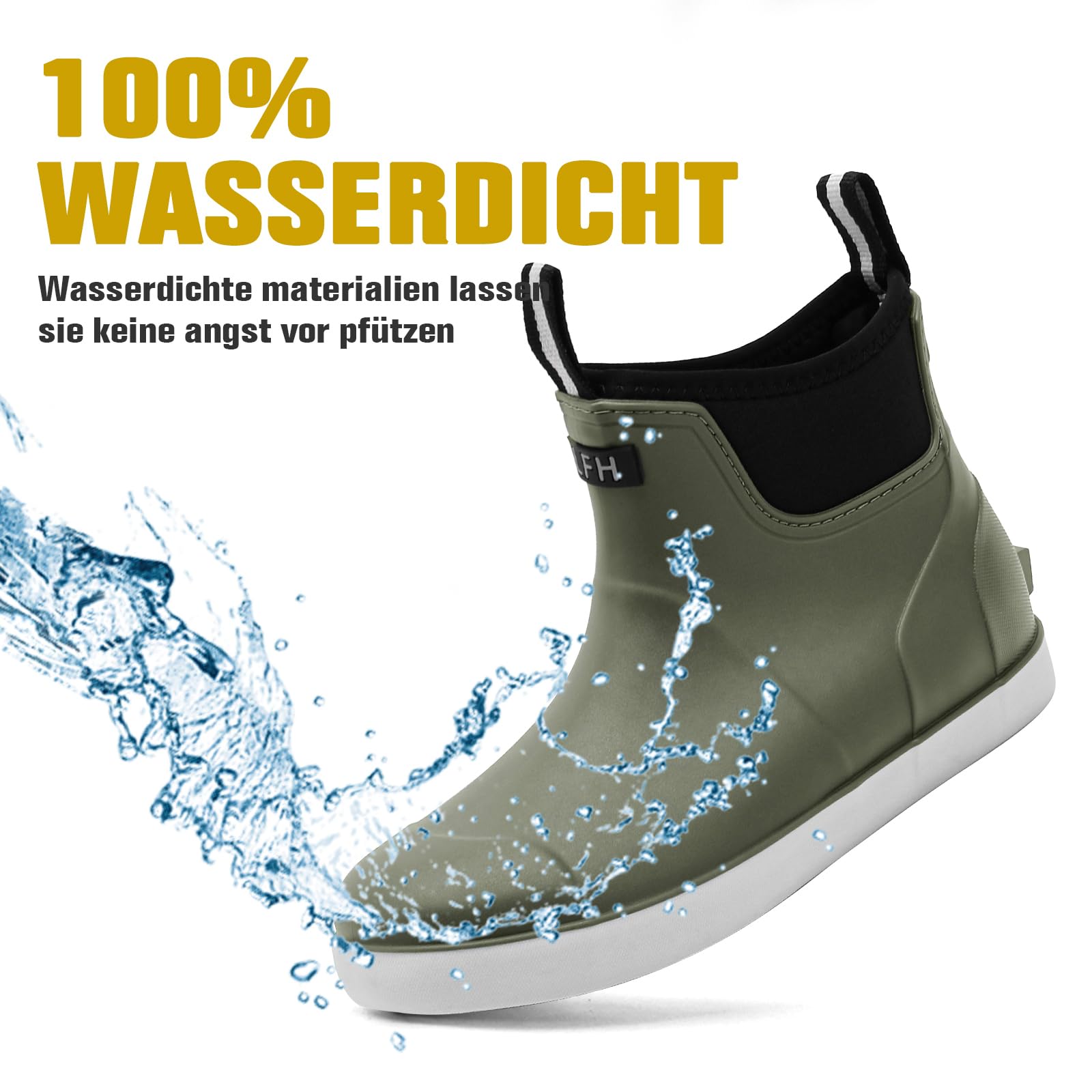 Rumkok Stivali Gomma Uomo, Stivali Da Pesca, Stivaletti Antinfortunistica Uomo, Da Esterno Antiscivolo Da Pioggia Shorty Boots, Comode Leggere Scarpe Da Giardino