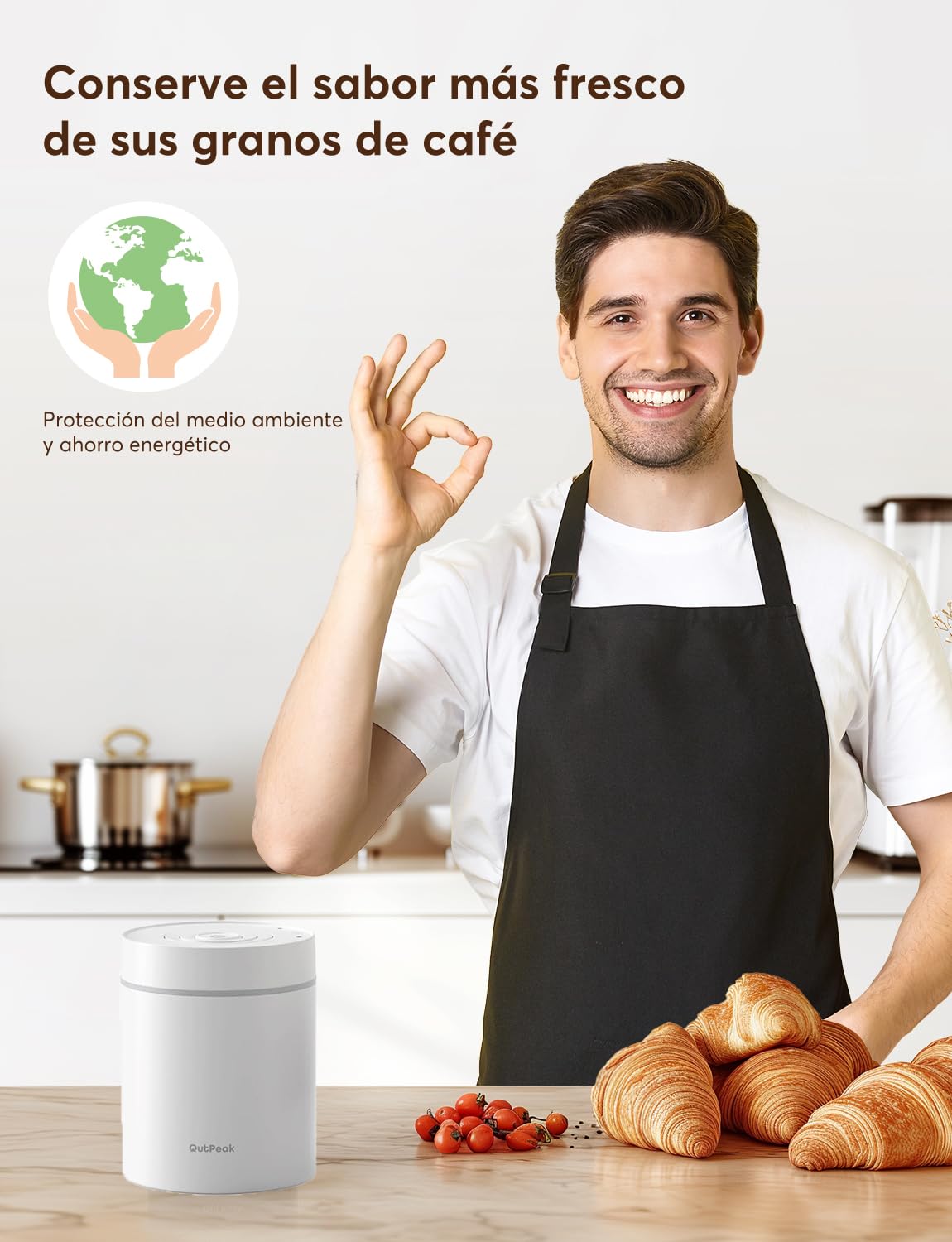 Neo 2024 Kilo - Recipiente de café al vacío automático, capacidad de 1.5 L para 17.6 onzas de granos de café, operación con un botón, recipiente de almacenamiento de café de acero inoxidable para