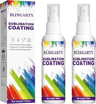 Sublimation Coating Spray, Sublimation Spray for Cotton Shirts, Polyester, T-Shirts, Carton, Wood Canvas, Handbag, Quick Dry & Super Adhesion, High Gloss Sublimation Coating for All Fabric 2X100ML