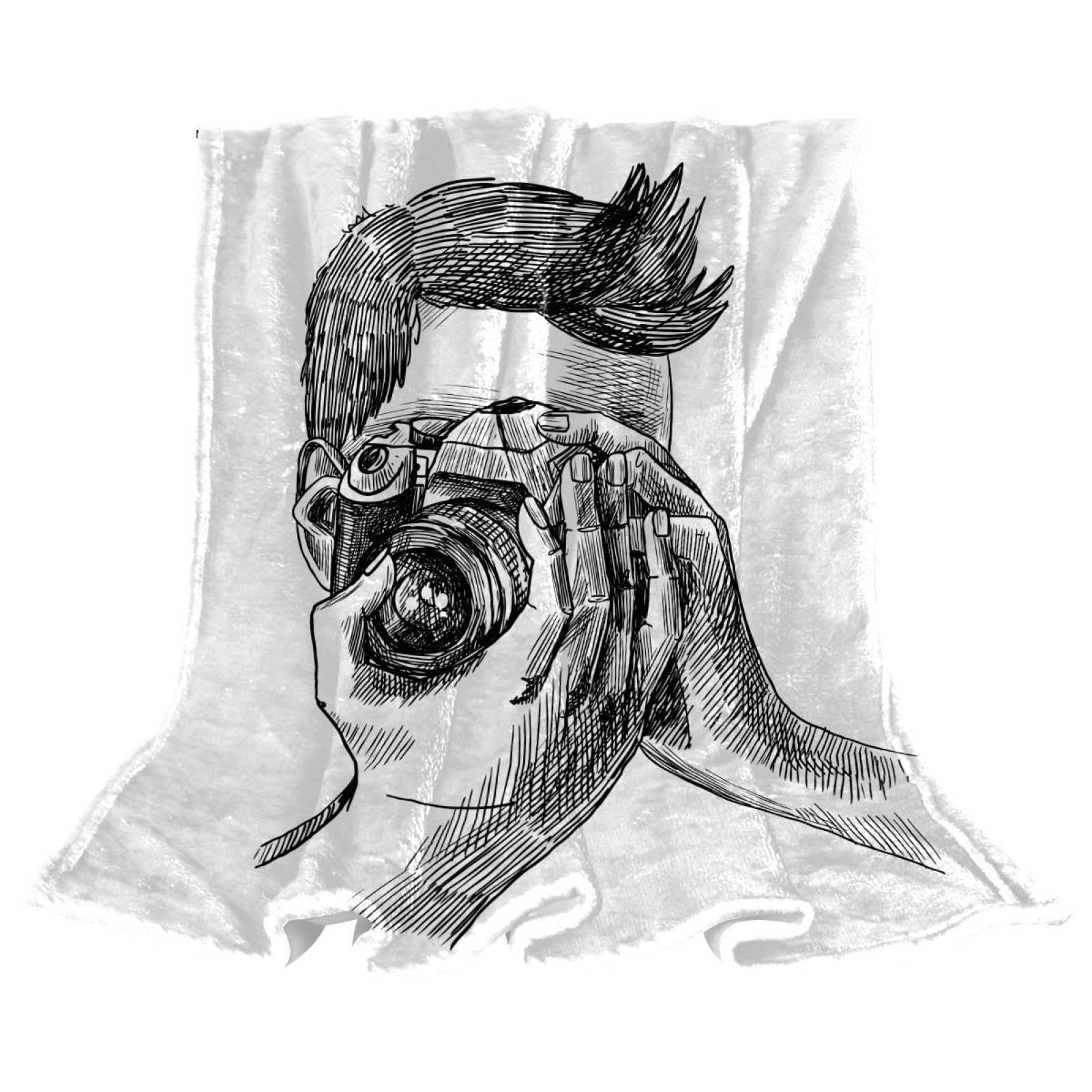 Couverture polaire photographe plaid chaud et doux jeté de lit canapé 150x130cm