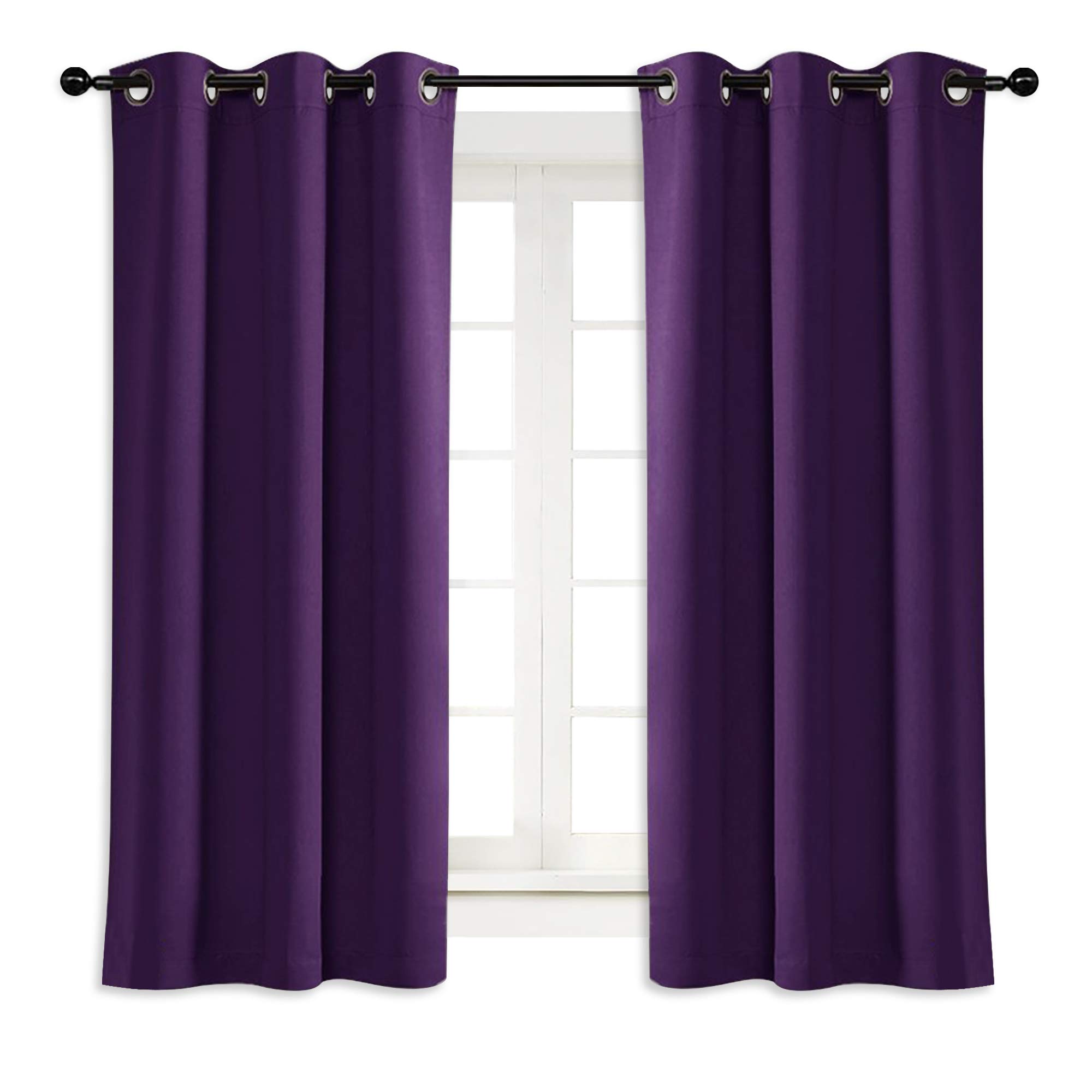 NICETOWN Blackout Curtain Blind for Bedroom, Single Panel, W34 x L63 inches, Royal Purple, Thermal Insulated Grommet Blackout Room Darkening Drape/