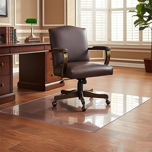 Transparent Chair Mat for Carpets Office Chair Mat for Carpet Non-Slip Clear Floor Protector Mats 22 26 30 32 36 48 in PVC Office Chairs Mats for Easy Rolling on Carpeted Floors(28" x 52")