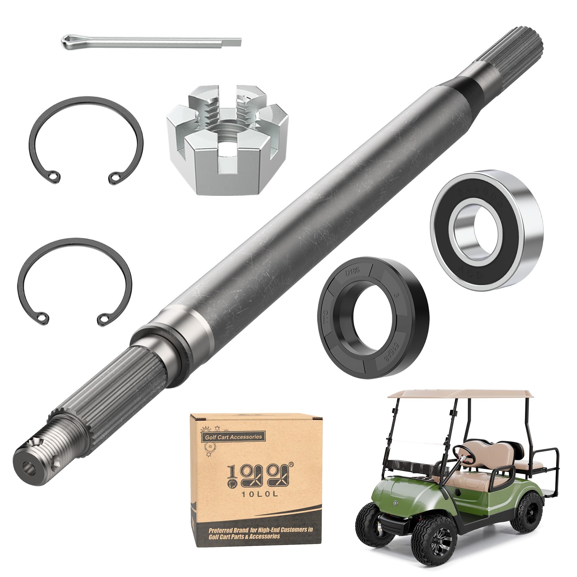 10L0L Golf Cart Rear Axle Shaft with Bearing Seal Kit Driver Side Compactible with for Yamaha G16 G19 G22 1996-2008 Drive 2015-up Golf Cart Replaces