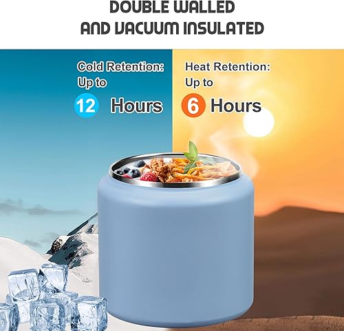 Miniatura 24 de Termo de sopa de 13.5 onzas para niños con tapa de hebilla, recipiente de comida aislado al vacío, boca ancha, a prueba de fugas, acero inoxidable