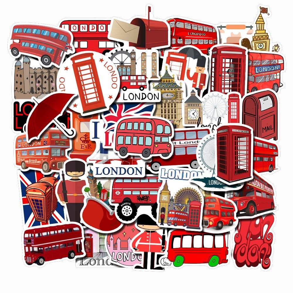 Londres pegatinas bus rojo London stickers pegatinas viajes pegatina vsco para maletas cuadernos mac laptop pegatinas banderas Reino Unido England Inglaterra red bus