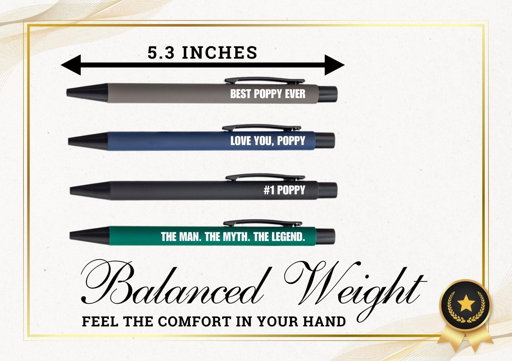 InnoBeta Poppy Gifts, Ballpoint Pen Set of 4, Gift Ideas for Grandpa from Grandkids on Birthday, Christmas, Father's Day, Retirement