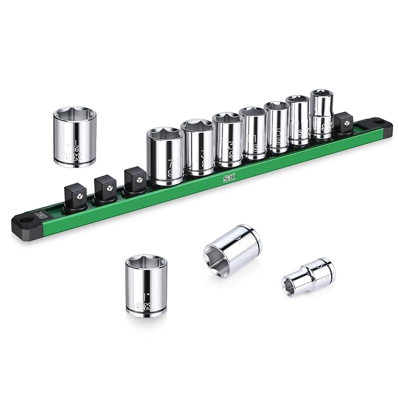 Jogo de soquetes SAE SK com encaixe quadrado de 12,7 mm (1/2 pol.), 11 peças, de 11,1 a 27,0 mm (7/16 a 1-1/16 pol.)
