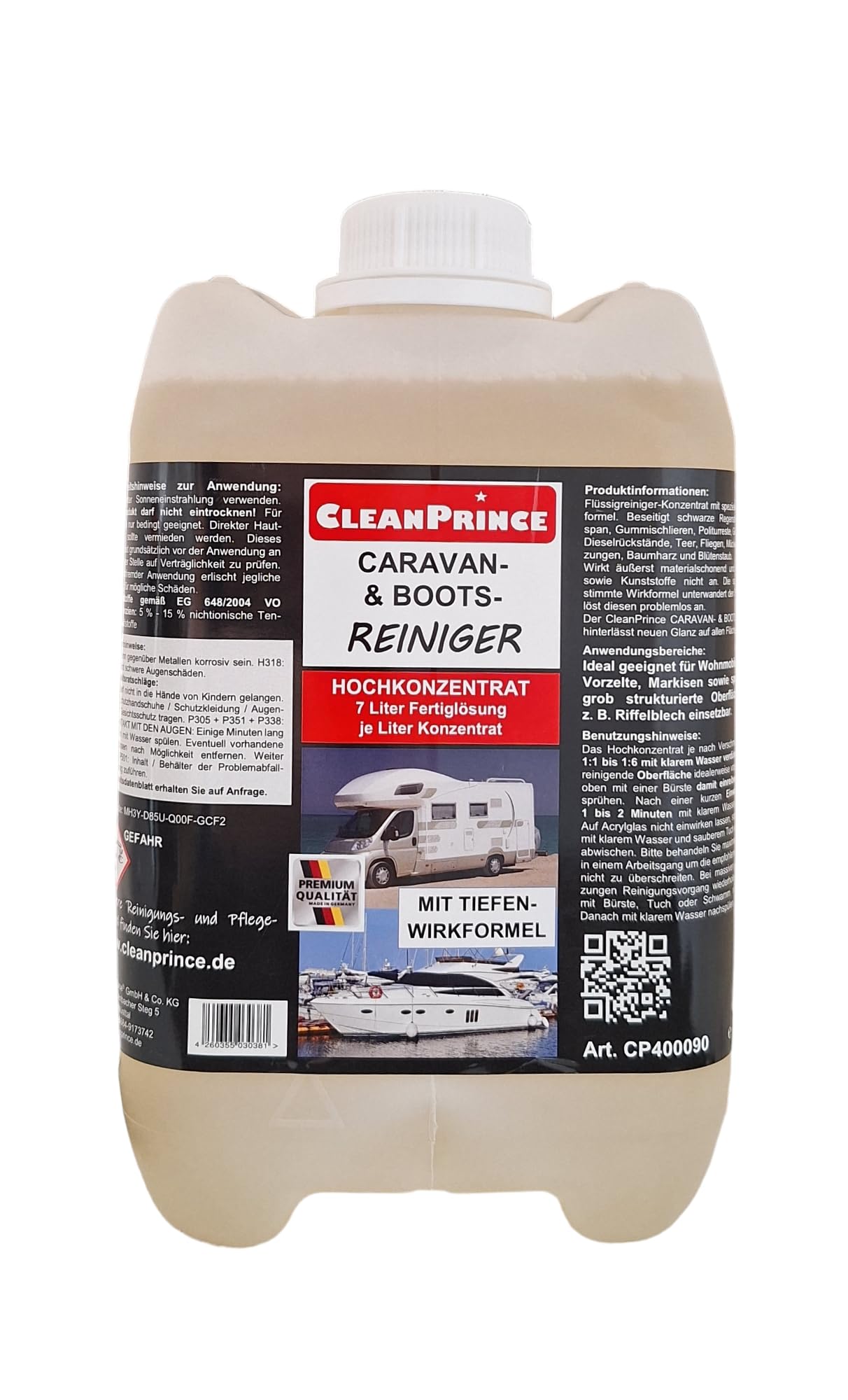 5 Litre 5000ml Bidon Aérographe et Nettoyant Bateau Nettoyeurs de Caravane Camping Produit Camper Skipper Besoin Accessoire à Voile à Moteur Entretien cleanprince