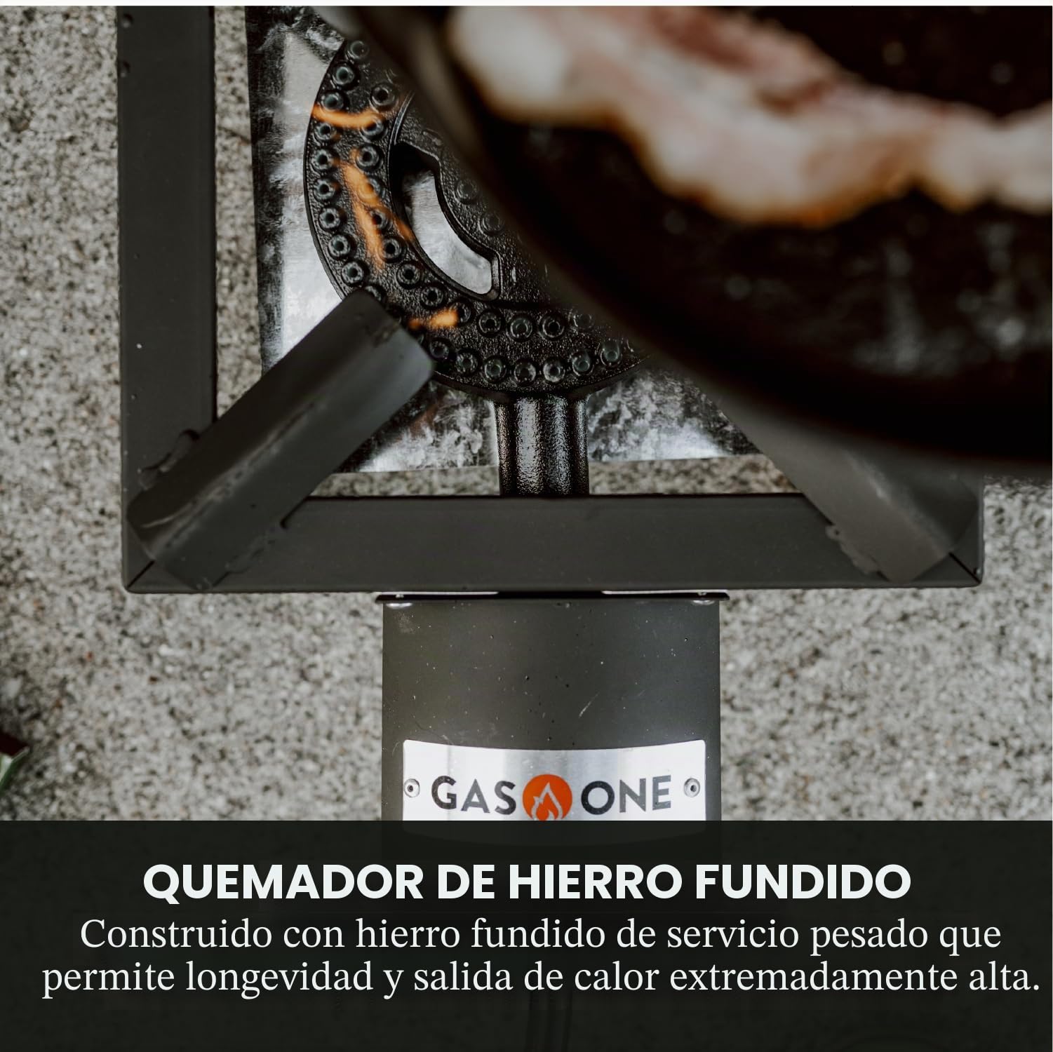 GasOne - Quemador de Propano Individual de Alta Presión, Cocina al Aire Libre con Escudo Térmico y Protector - Cabezal de Quemador de Propano para Camping, Portón Trasero, Ebullición