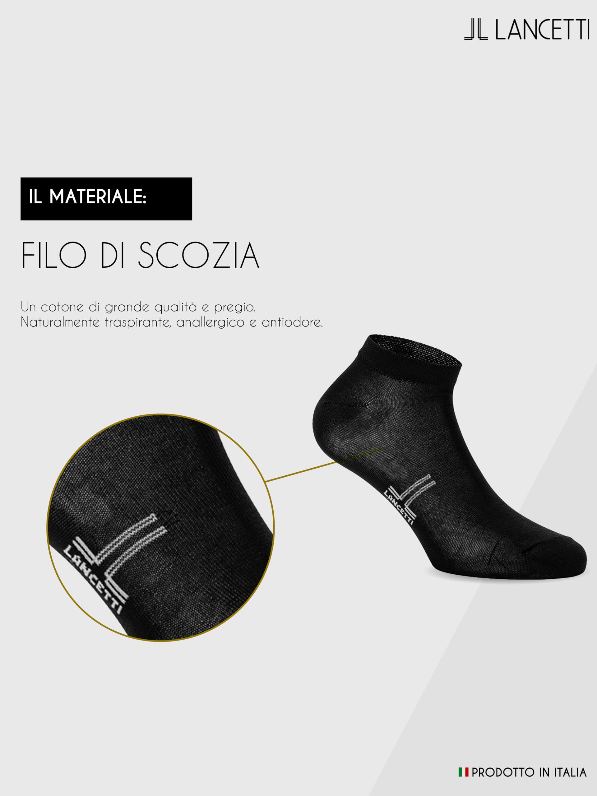 LANCETTI - 6 Paia Calzini Corti Sneaker per Uomo o Donna, Fantasmini in Cotone Filo di Scozia