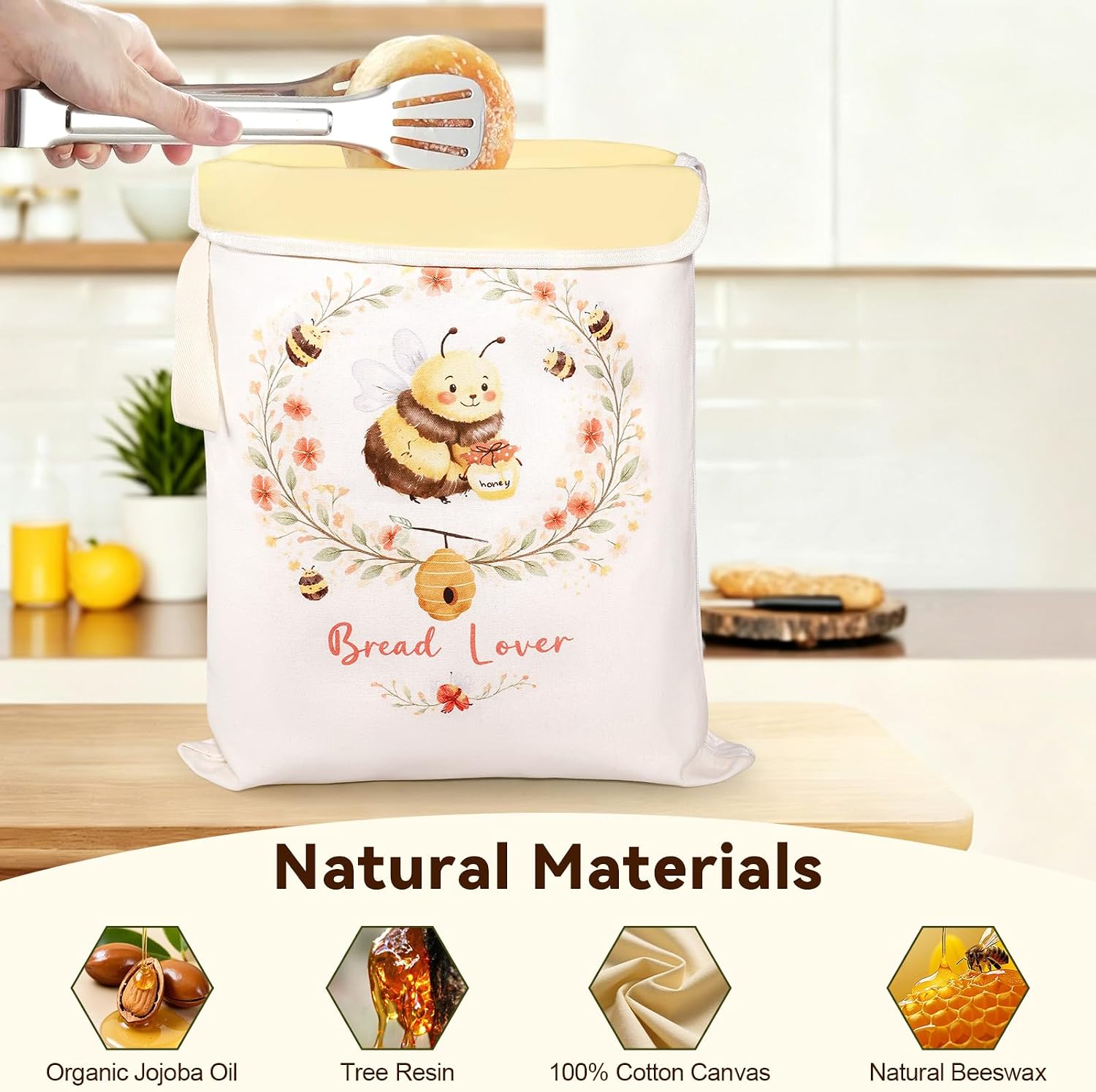 2Pack Reusable Beeswax Bread Bags with L-Shaped Zipper Access for Sourdough image 3