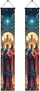 Three Kings Day Door Banner 71 x 12 Inch Vertical Hanging Decoration Epiphany Fiesta Día De Reyes Celebration Religious Holiday Porch Wall Entryway Party Decor