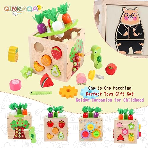 Miniatura 5 de Juguete de jardín de madera, juguetes Montessori para bebés niños y niñas, juego de habilidades motoras finas de aprendizaje preescolar de madera,