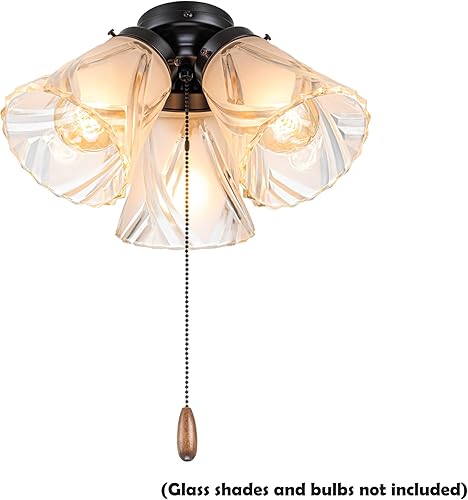 Miniatura 3 de Aspen Creative 22002-31 Kit de luces para ventilador de techo con cadena de tracción, bronce aceitado, 5-12 pulgadas de ancho