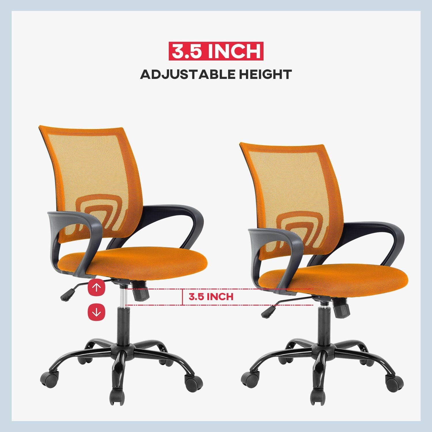 BestOffice Office Chair Desk Chair Mesh Computer Chair with Lumbar Support Comfortable Mid Back Chair Orange