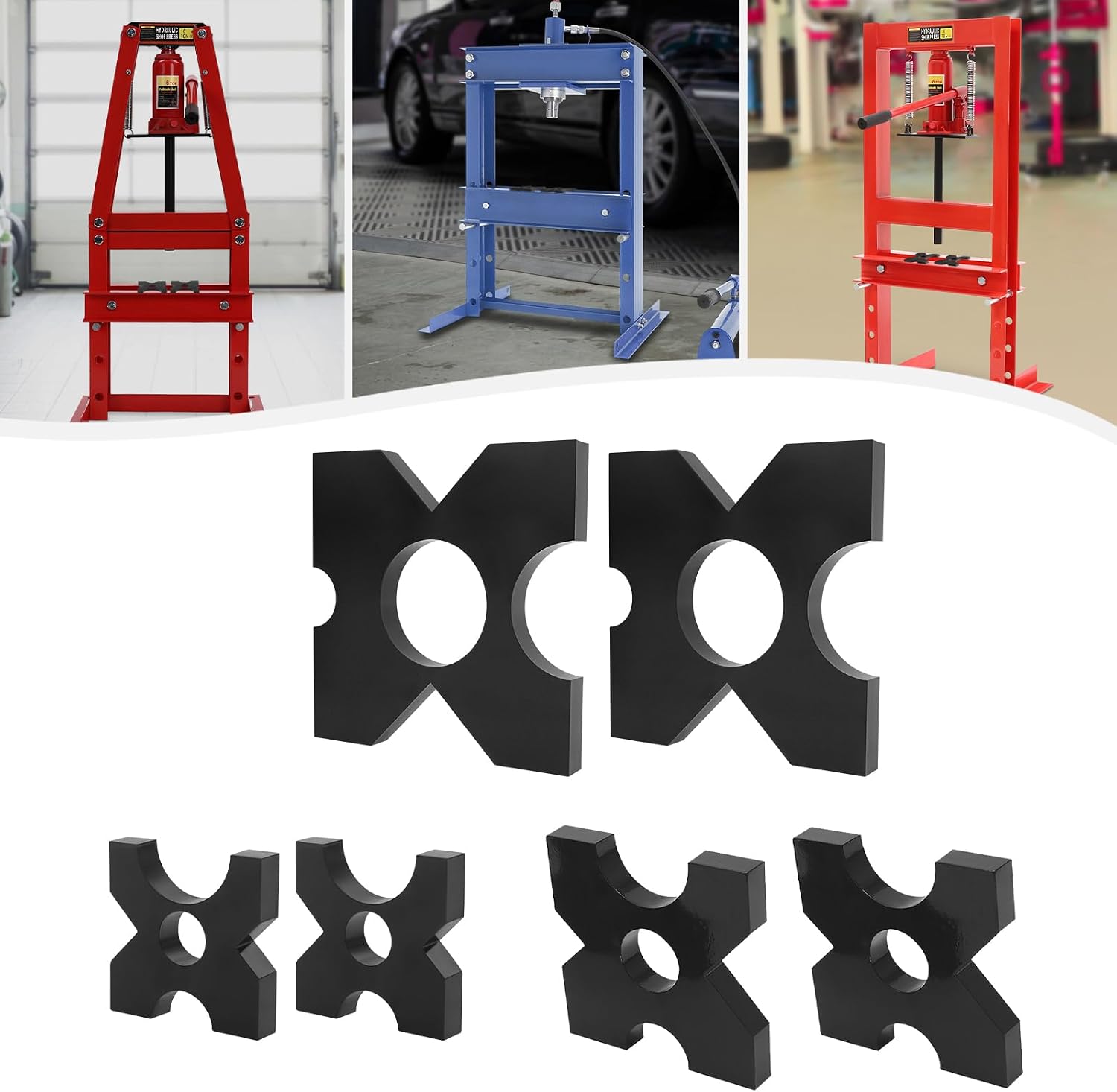 Arbor Press Plate, 2pcs Shop Metal Press Plates with 4 Notch, 1 inch/25mm Thickness, 20 Ton and 32 Ton H Frame Hydraulic Shop Press Plate (1 x 9.75 x 9.75 inch)