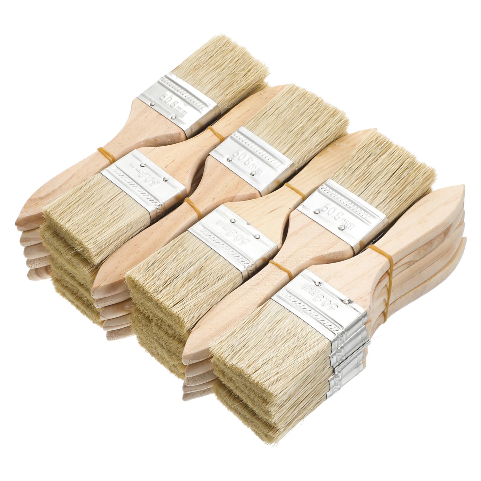 Pinceau Plat à Peinture à Manche Bois Épais, Lot de 30