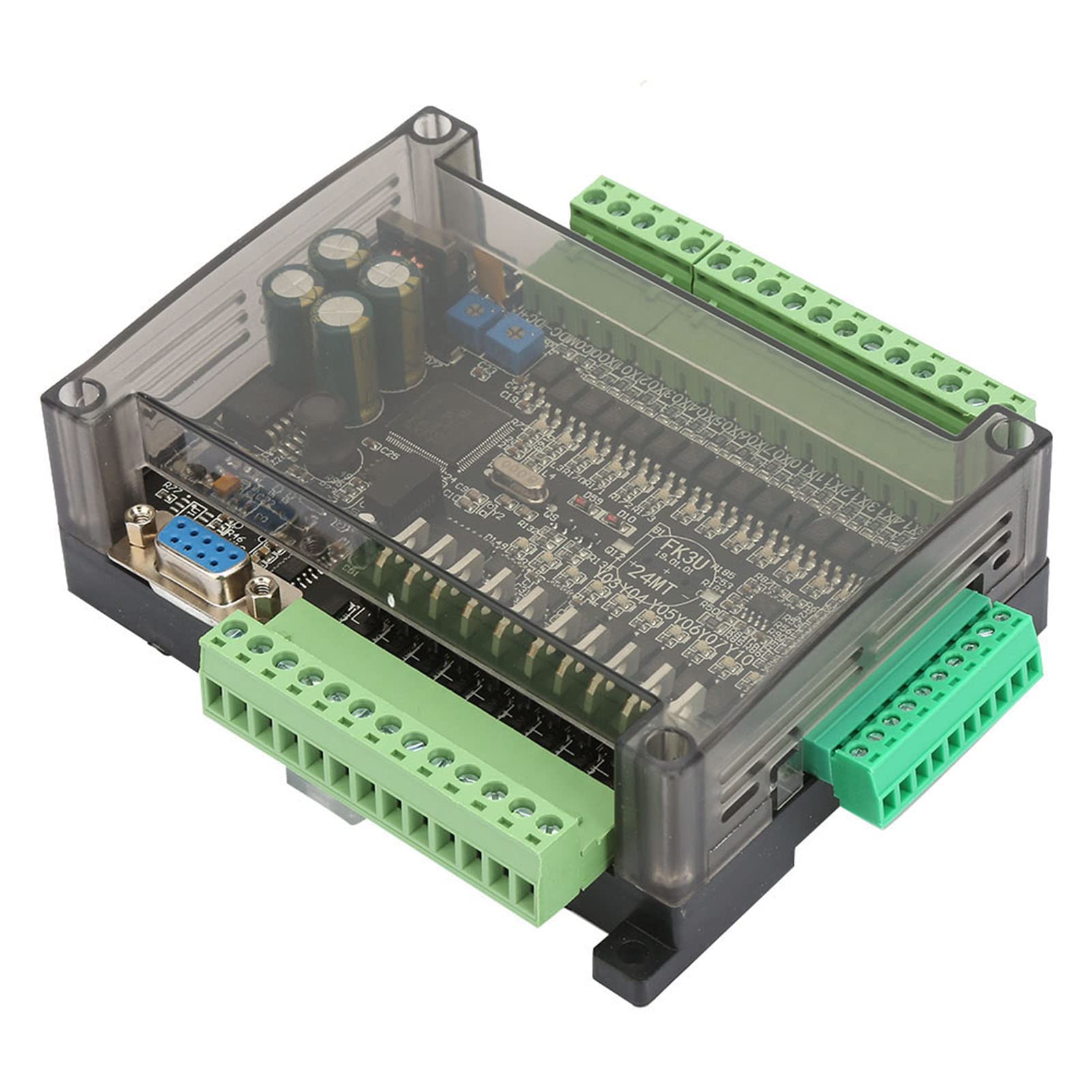 Controlador PLC de 24 V y 24 MT, tarjeta PLC industrial con 6 entradas analógicas, MCU de 32 bits, 14 entradas y 10 salidas de transistor, I/O de alta velocidad de 100 k pulsos