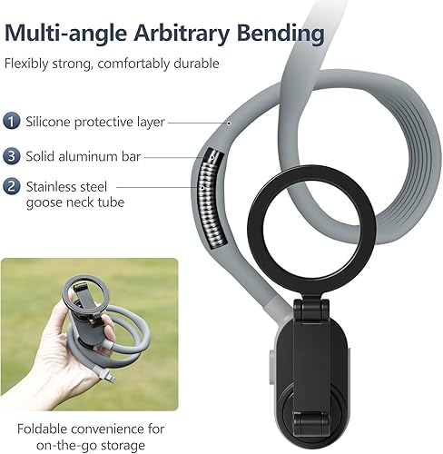 Miniatura 6 de Soporte magnético para teléfono para el cuello, soporte para teléfono celular alrededor del cuello, POVVlog, soporte para selfie, teléfono manos