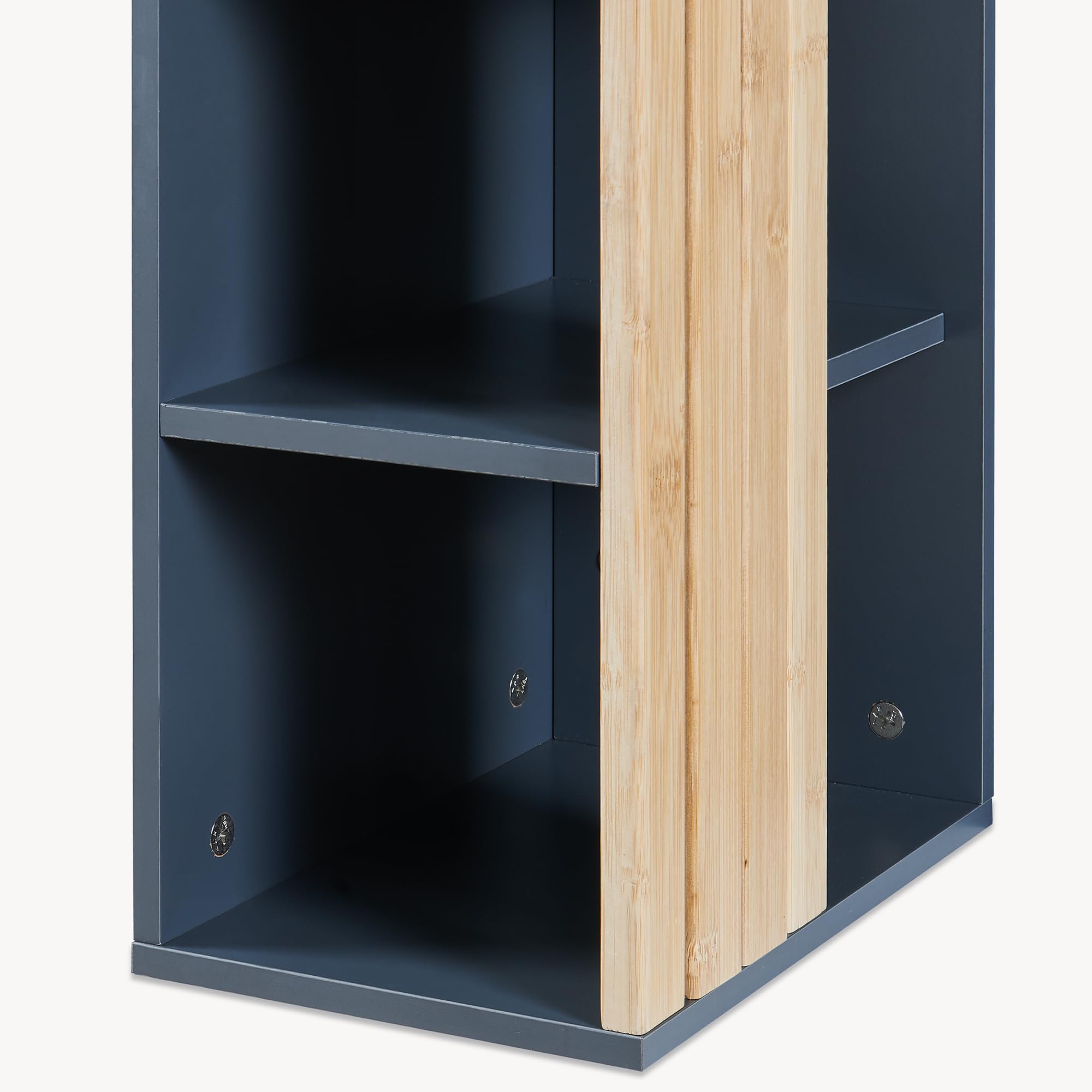 [en.casa] Mobiletto da Parete per Bagno a 3 Ripiani Armadietto Sospeso a Muro con Vani Aperti e Frontale in Bambù 60 x 30 x 20 cm Mensola Pensile per Ingresso Corridoio - Grigio Scuro/Naturale