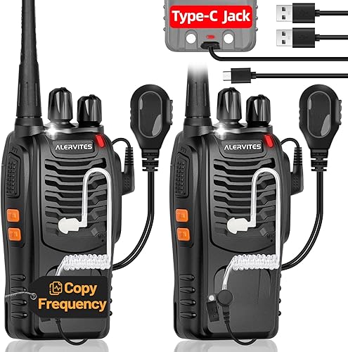 Walkie Talkies de largo alcance para adultos, walkie talkies recargables con auricular, radio bidireccional, radio de 2 vías, frecuencia de copia
