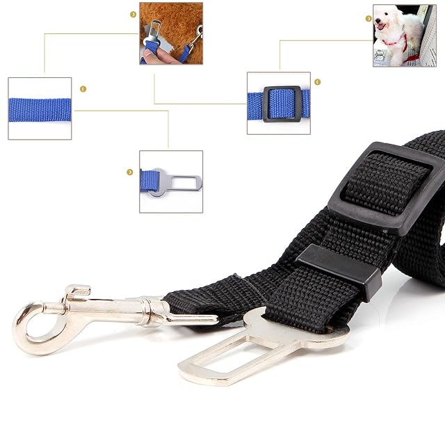 Foto 2 de 7 de Neuftech - Cinturón de Seguridad de Coche Ajustable para Mascotas, Color Negro