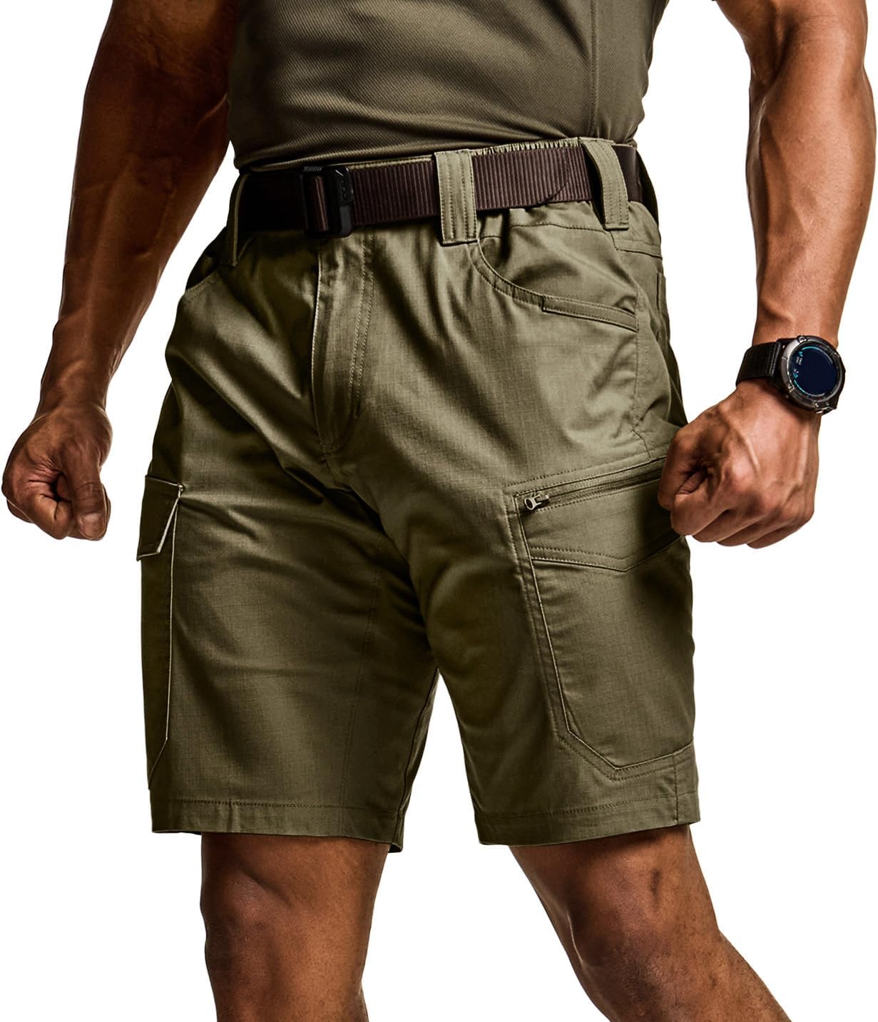 CQR Men's Flex Casual Cargo Shorts, Lightweight Water Resistant Golf Shorts, Stretch Tactical Work Shorts with Multi-Pocket - Image 9