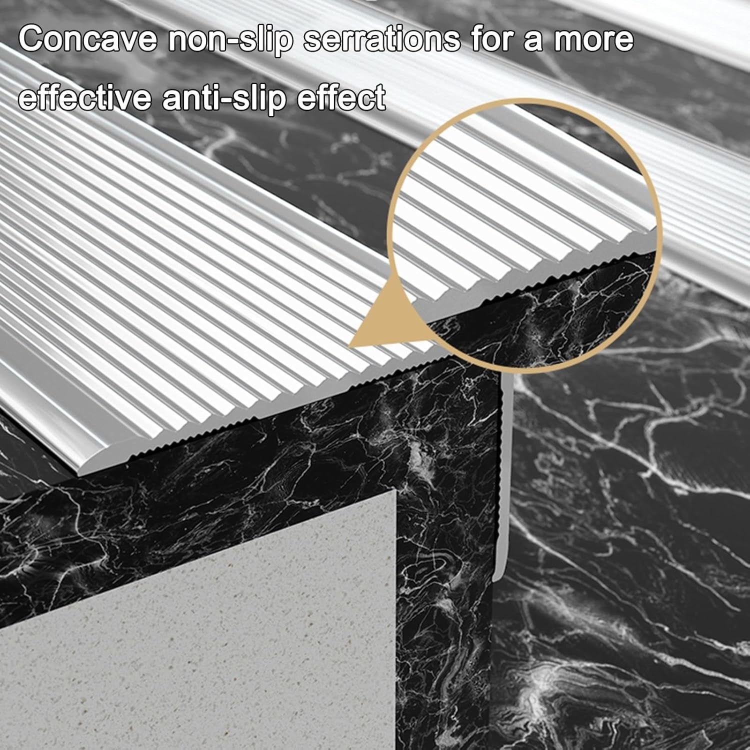 Perfil de Aluminio anodizado para escalones en Forma de L (3 Unidades), protección de Esquinas, con Ranuras Antideslizantes-Black||70x30MM