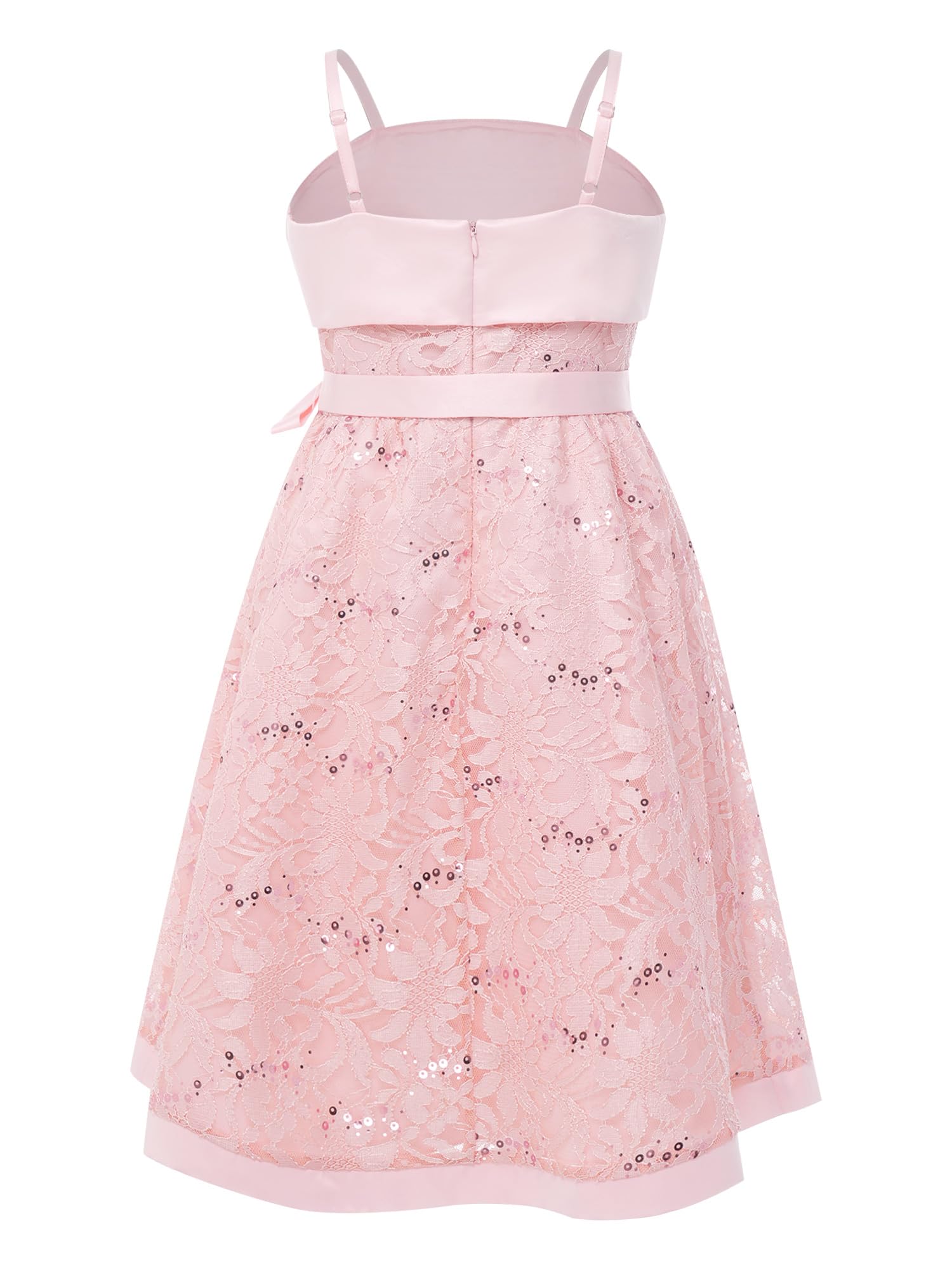 Mädchen Kleid Festlich Spaghettiträger Spitzen Blumenmädchenkleid