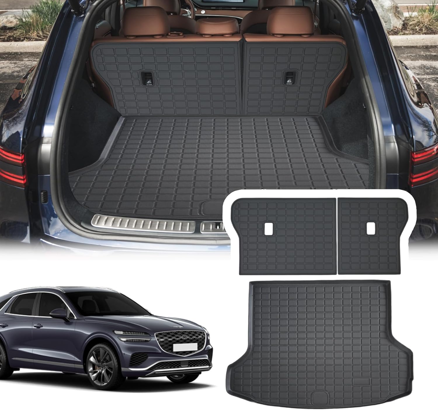 Cargo Liner Compatible with 2021-2025 Genesis GV80 Trunk Mat Back Seat Cover Protector(Backrest+Trunk Mat)(for 2021-2025 Genesis GV80)