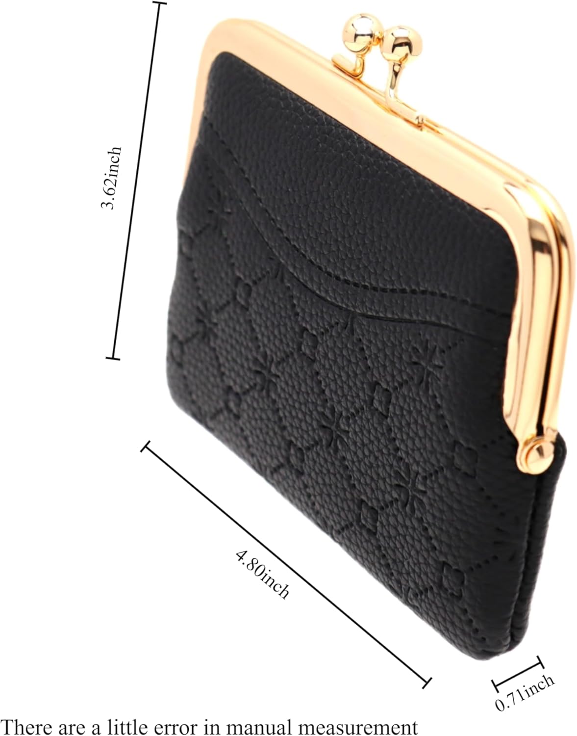 Coin Purse Vintage Bag Lock Wallet Buckle Kiss Lock change purse change holder wallet coin Leather coin wallet(F black) - Image 3