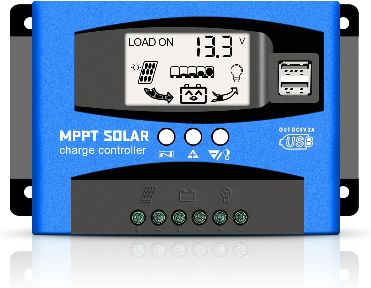 MAKINGTEC 60A MPPT Solar Charge Controller, Solar Regulator Charge Controller, with LCD Display Dual USB Multiple Load Control Modes, 12v/24v Current Auto Focus, MPPT Tracking Charge