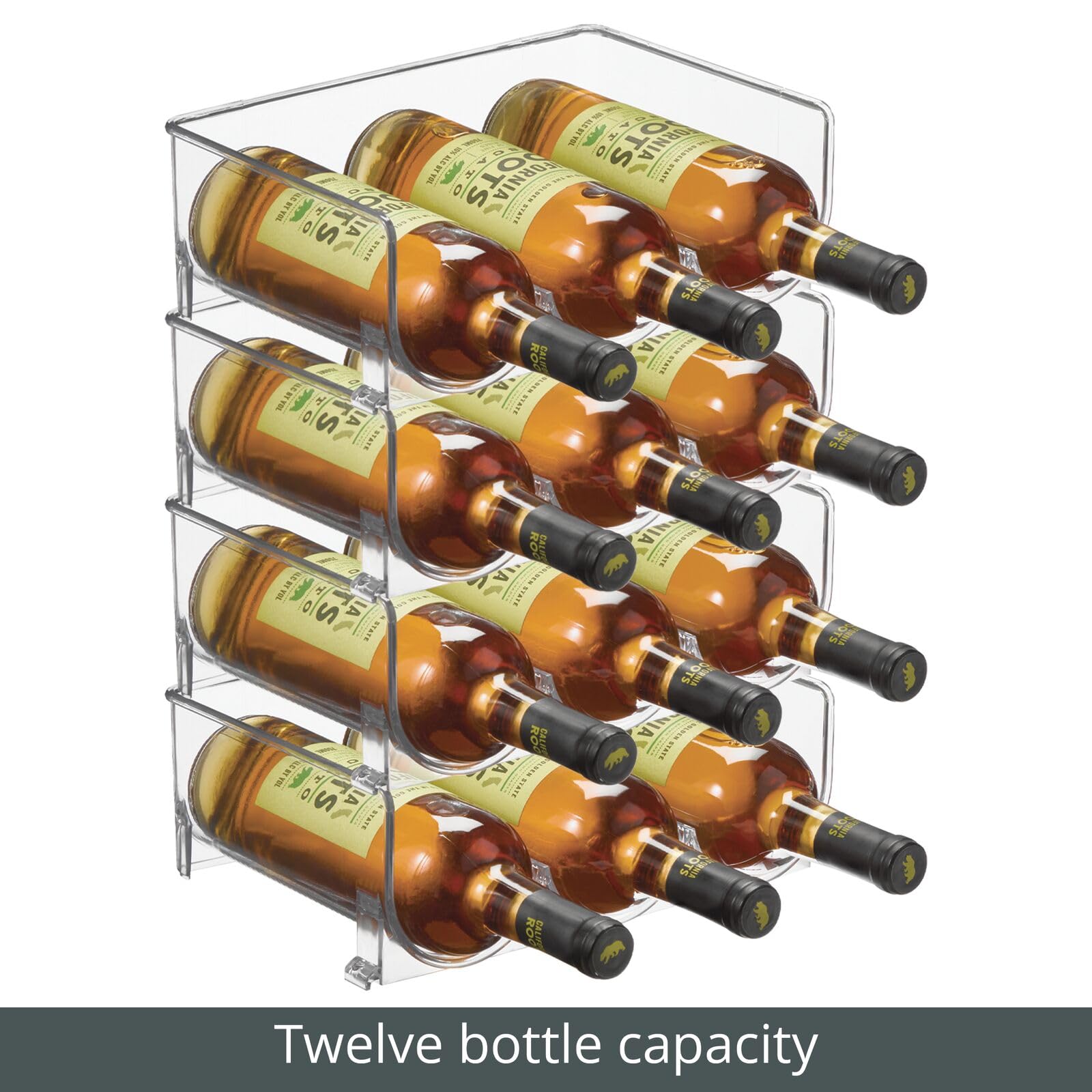 Wine Rack MDesign Plastic Free-Standing Stacking 3 Bottle Wine Storage ...