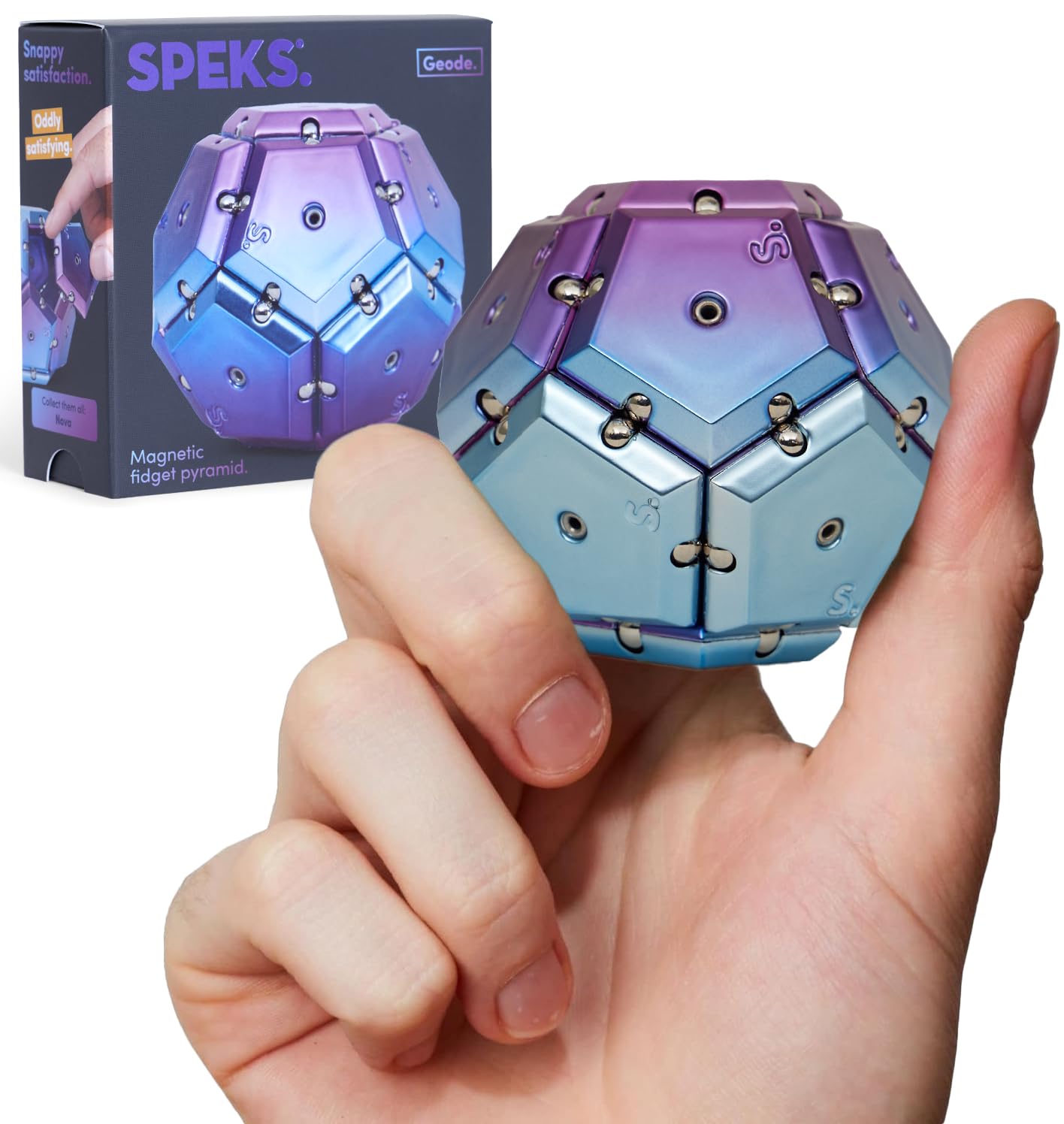 Speks Geode Magnetic Fidget Toy | Sensory Desk Toy for Adults & Teens 14+ | Stress Relief Gift | Sphere, Purple