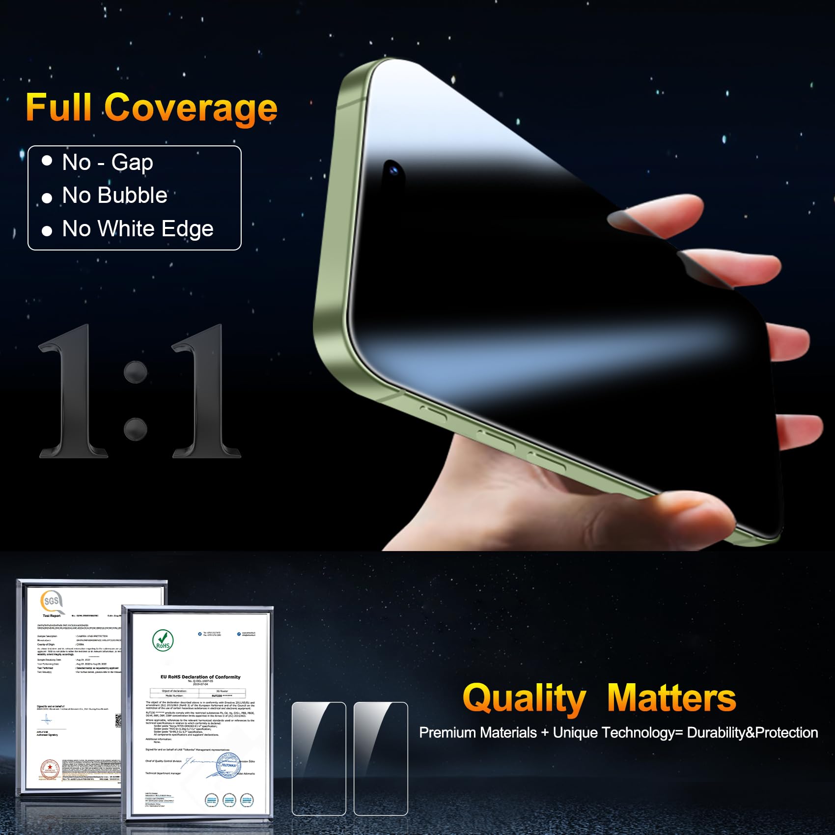 QsmQam 3 Pezzi Pellicola Vetro Temperato per iPhone 17 6.3" + 1 Pezzi Protettiva per Fotocamera Posteriore, Protezione per schermo di grado militare con durezza 9H+, Installazione semplice