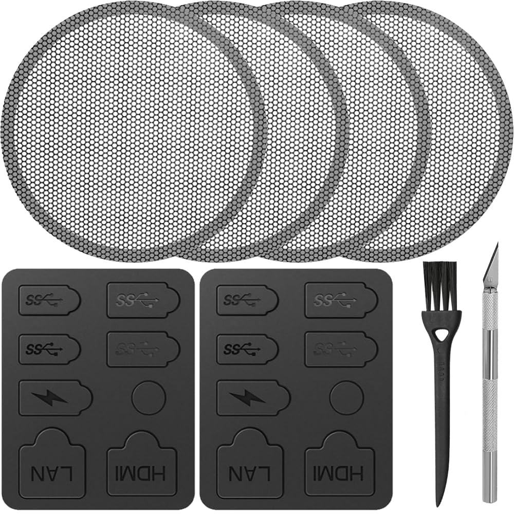 for PS5 Fan Dust Protector Cover, For PS 5 Fan Dust Filter with Plug Dust Cover, for PS-5 Cooling Fan, Fit for PS5 Pro/Slim, with Dustproof Plug, Brush (4 Pack)